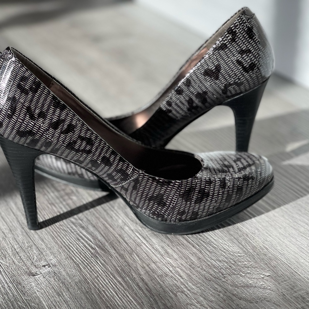 NINE WEST Size 6.5 Black/Grey Leopard ROCHA Pumps